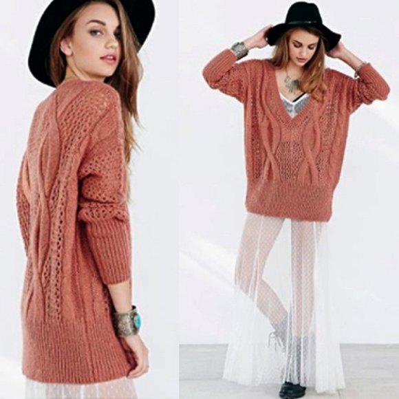 NEW Urban Outfitter Kate Deep V Neck Sweater Tunic - Picture 5 of 7